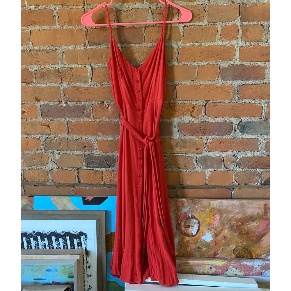 Red button down Reformation sundress, XS